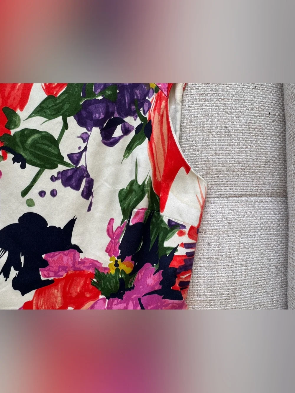 J. Crew Floral Sheath Dress in White with Red, Pink & Purple Blooms - size 0